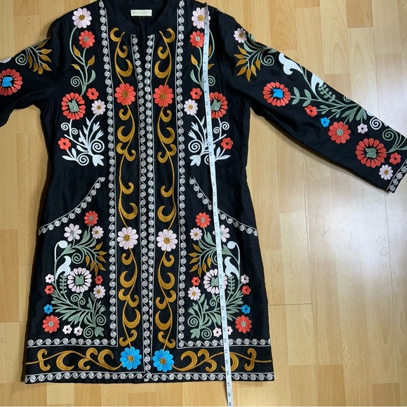 Ruby Yaya Floral Embroidered Long Line Black Jacket Boho Cottagecore - Picture 12 of 12